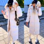 Light Beige Hooded Warm Winter Parka