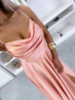 Coral Satin Maxi Dress
