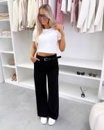 Must Vööga Sirgelõikelised Pehmed Stretch Teksad