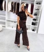 Ciemnoczerwony Miękkie Spodnie Z Cekinami