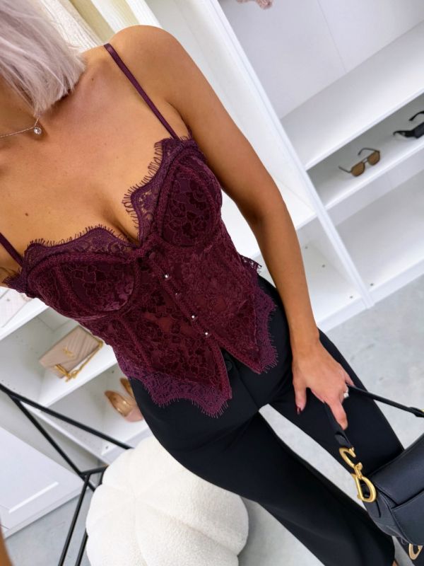 Dark Red Lace Corset