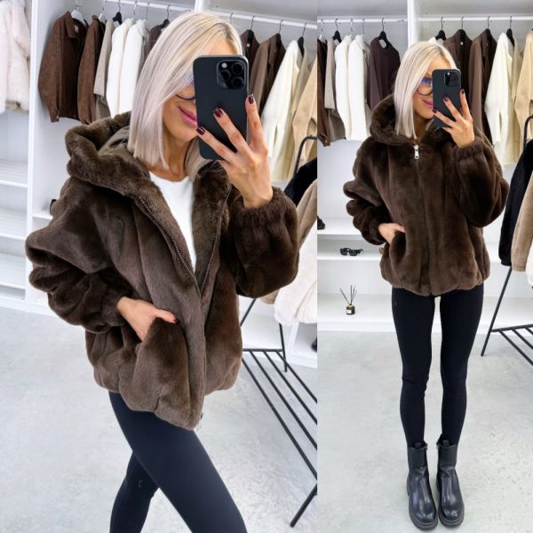 Brown Soft And Warm Zip-up Jacket