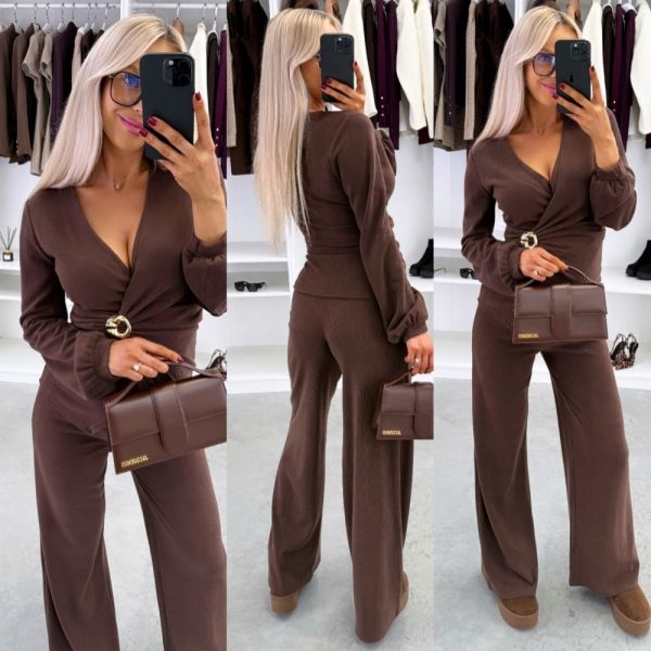 Brown Soft And Stretchy Two-piece Set