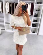 Серо-коричневый Платье с пайетками и драпировкой