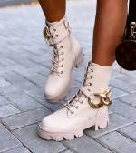 Бежевый Бежевые удобные сапоги