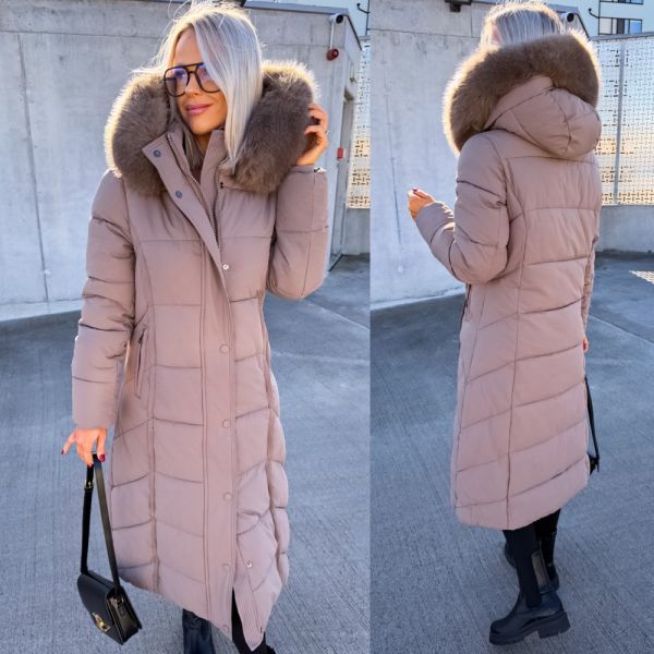 Taupe Warm Winter Parka With Hood