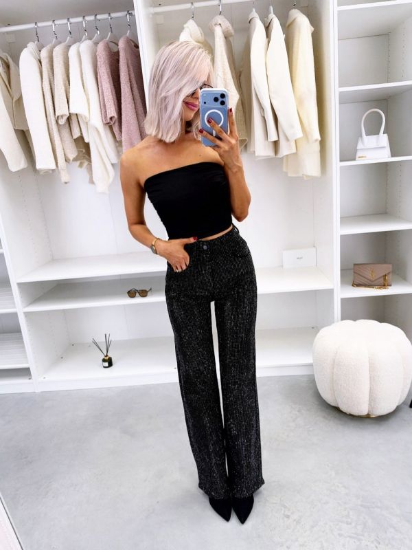 Black Stretch Jeans With Rhinestones