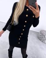 Black Long-sleeved Sweater Dress