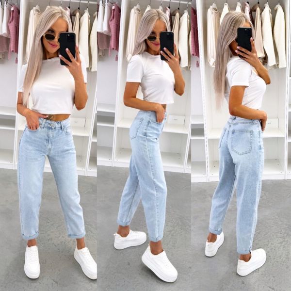 Light Blue Soft Stretch Mom Fit Jeans