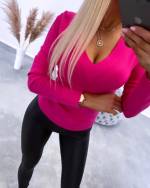 Fuchsia V-neck Sweater