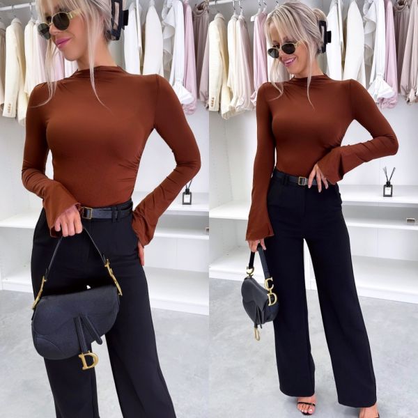Brown Long-sleeve Bodysuit