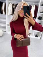 Черный Платье-свитер с высоким воротом и разрезом сбоку