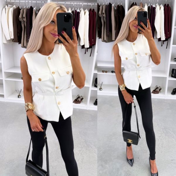 White Belted Vest-jacket