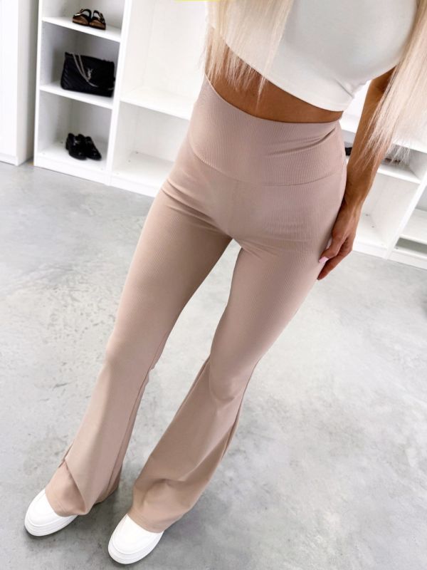 Beżowy Modelujące Legginsy Do Kostek