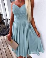 Light Blue Chiffon Dress With Shoulder Straps