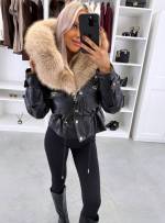 темно-красный Парка с регулируемой талией и роскошным искусственным мехом