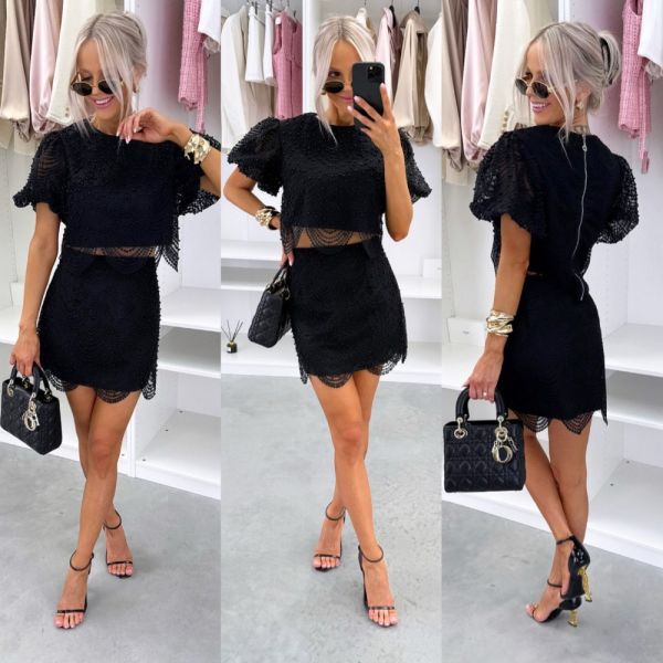 Black Two-piece Lace Set