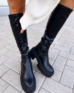 Black Comfortable Boots With Thicker Sole