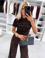 Czarny Krótki Top Z Miękkimi Cekinami