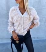 Black Soft Buttoned Sweater With Subtle Shine