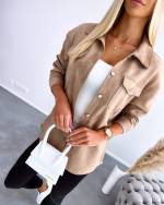 Light Beige Soft Faux-suede Oversized Jacket