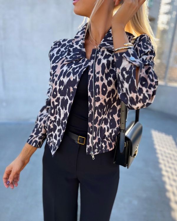 Leopard Jacket With Zipper