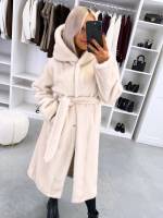 Tumši Violets Grezns Ziemas Mētelis Ar Kapuci