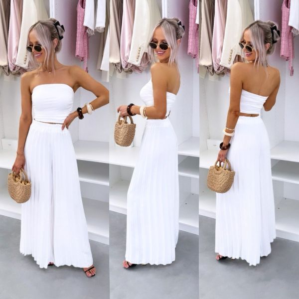 White Pleated Trousers