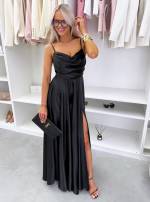 Coral Satin Maxi Dress