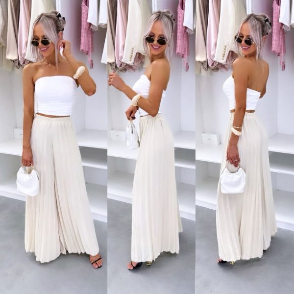 Beige Pleated Trousers