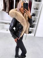 темно-красный Парка с регулируемой талией и роскошным искусственным мехом