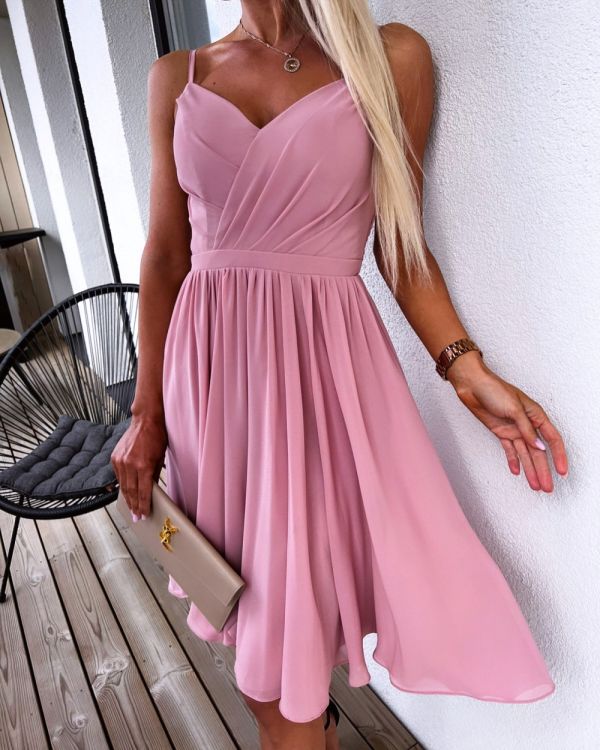 Light Pink Chiffon Dress With Shoulder Straps